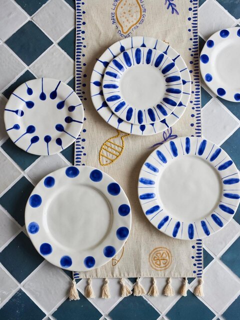 Bloomingville Linora borden blauw set van 3 stuks Bloomingville Linora borden blauw set van 3 stuks