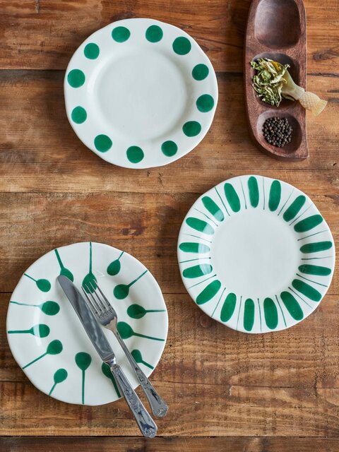 Bloomingville Linora plates green set of 3 pieces