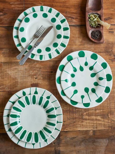 Bloomingville Platos Linora verdes set de 3 piezas Bloomingville Platos Linora verdes set de 3 piezas