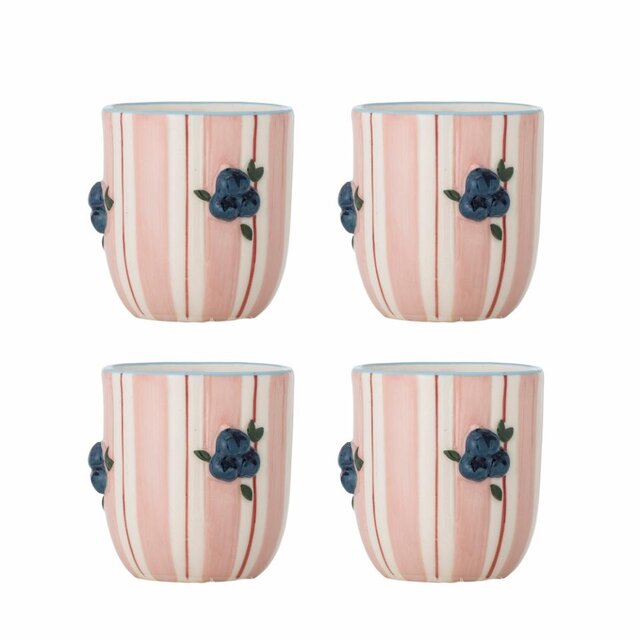 Bloomingville Set di 4 tazze rosa da viaggio