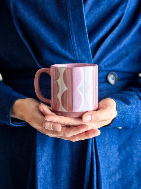 Bloomingville Juego de 4 tazas Saul color rosa Bloomingville Juego de 4 tazas Saul color rosa