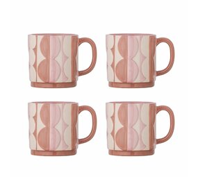 Bloomingville Juego de 4 tazas Saul color rosa Bloomingville Juego de 4 tazas Saul color rosa