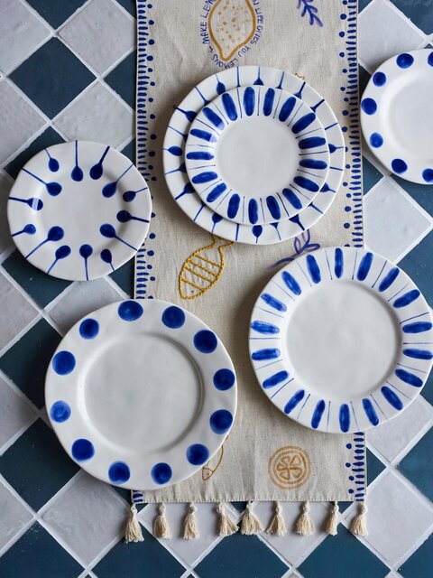 Bloomingville Piatti Linora blu Ø28cm set 3 pezzi