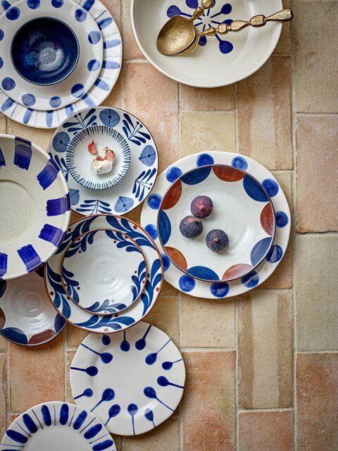 Bloomingville Linora tallrikar blå Ø28cm set med 3 delar