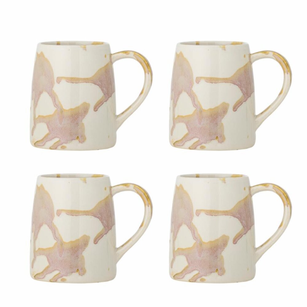 Bloomingville Winnie mugs pink/cream set of 4