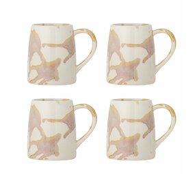 Bloomingville Set di 4 tazze Winnie rosa/crema