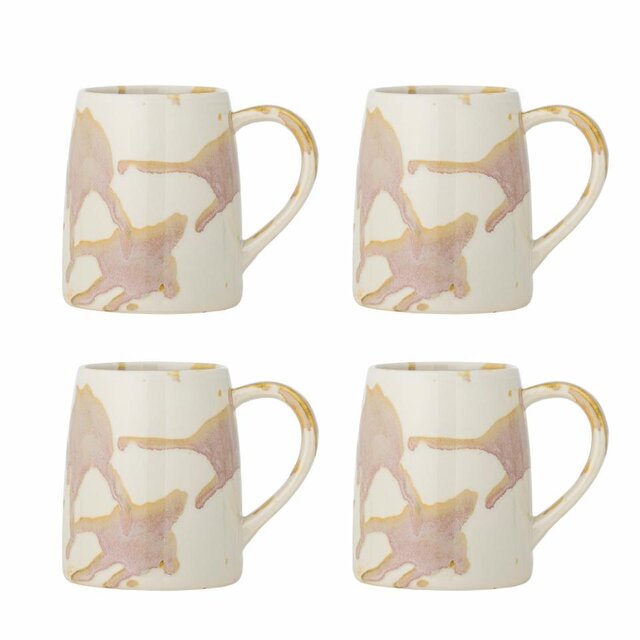 Bloomingville Winnie krus pink/cremefarvet sæt med 4 Bloomingville Winnie krus pink/cremefarvet sæt med 4