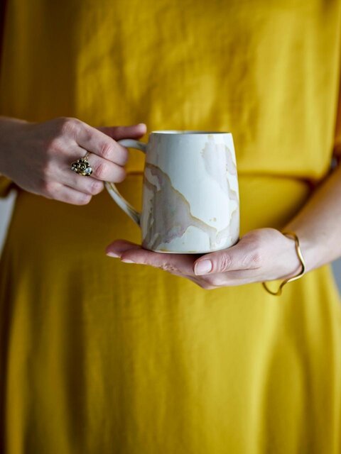 Bloomingville Winnie mugs pink/cream set of 4
