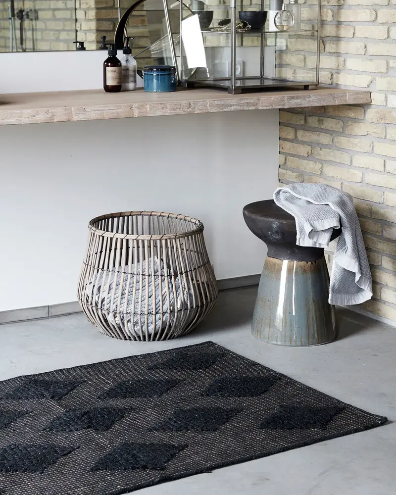 House Doctor Pablo stool stained black earthenware