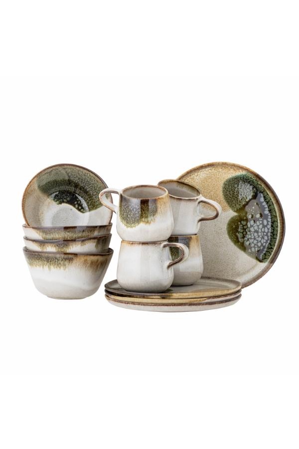 Bloomingville Jules ontbijt servies groen set van 12 stuks