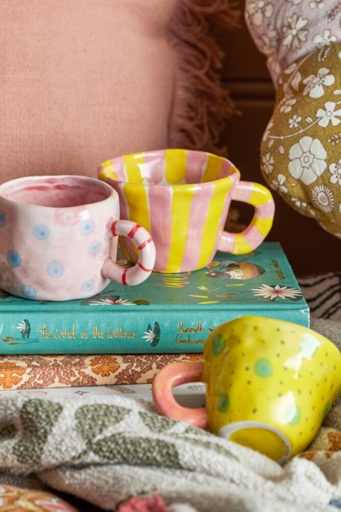 Bloomingville Ensemble de 6 tasses Nini roses et bleues