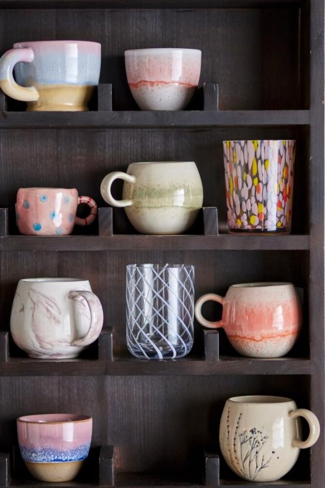 Bloomingville Juego de 6 tazas Nini rosa/azul