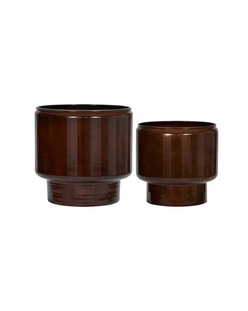 House Doctor Set di 2 fioriere marroni in pile