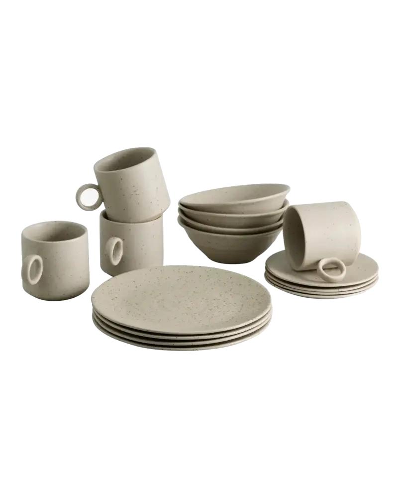 Nordal Grynigt brunchset beige set med 16 delar