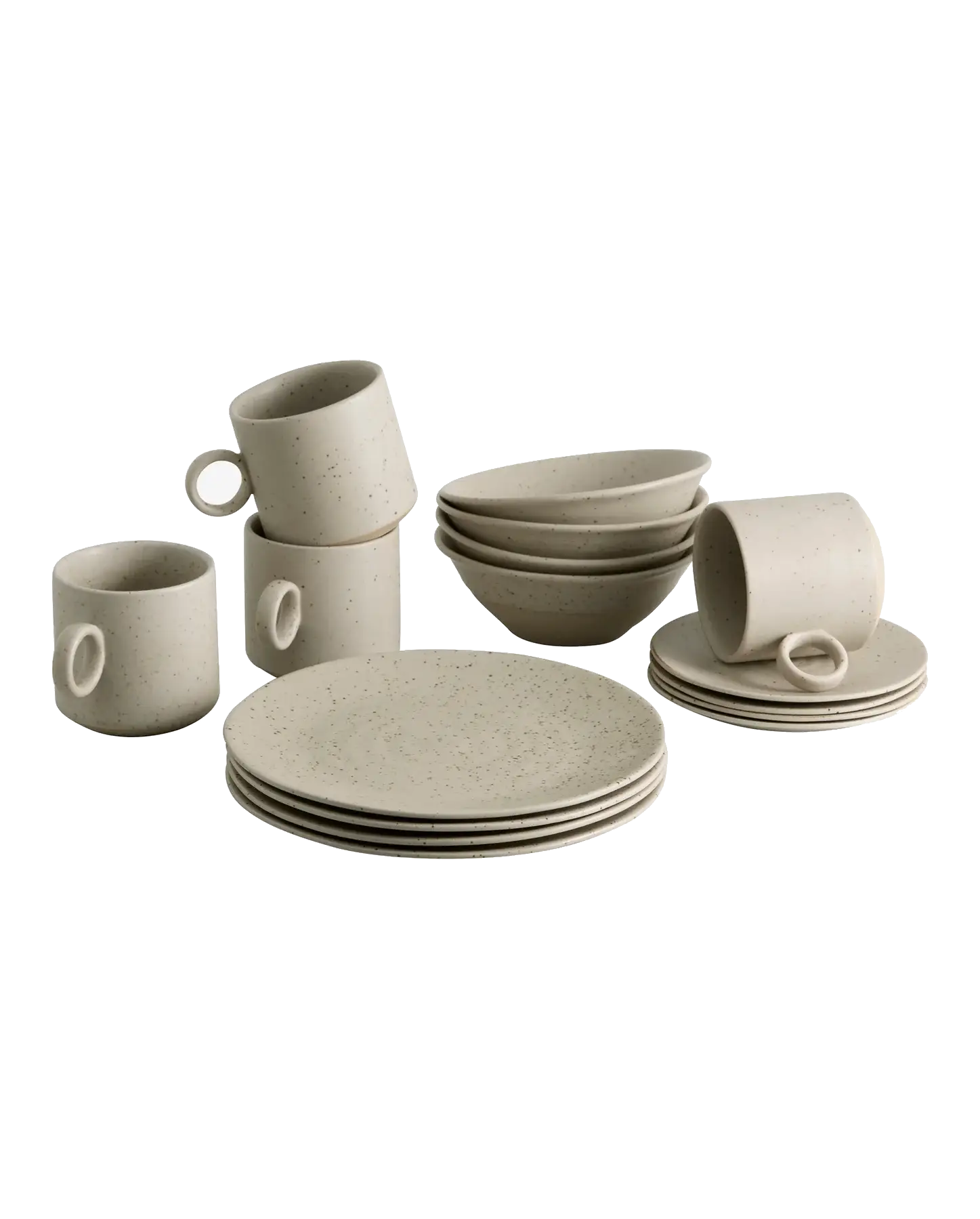 Nordal Grainy brunch set beige set van 16 stuks