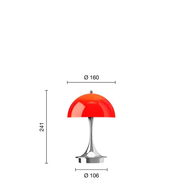 Louis Poulsen Lampada da tavolo portatile Panthella 160 originale rosso opalino Louis Poulsen Lampada da tavolo portatile Panthella 160 originale rosso opalino