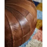Nordal Pouf Rugby en cuir - brun antique