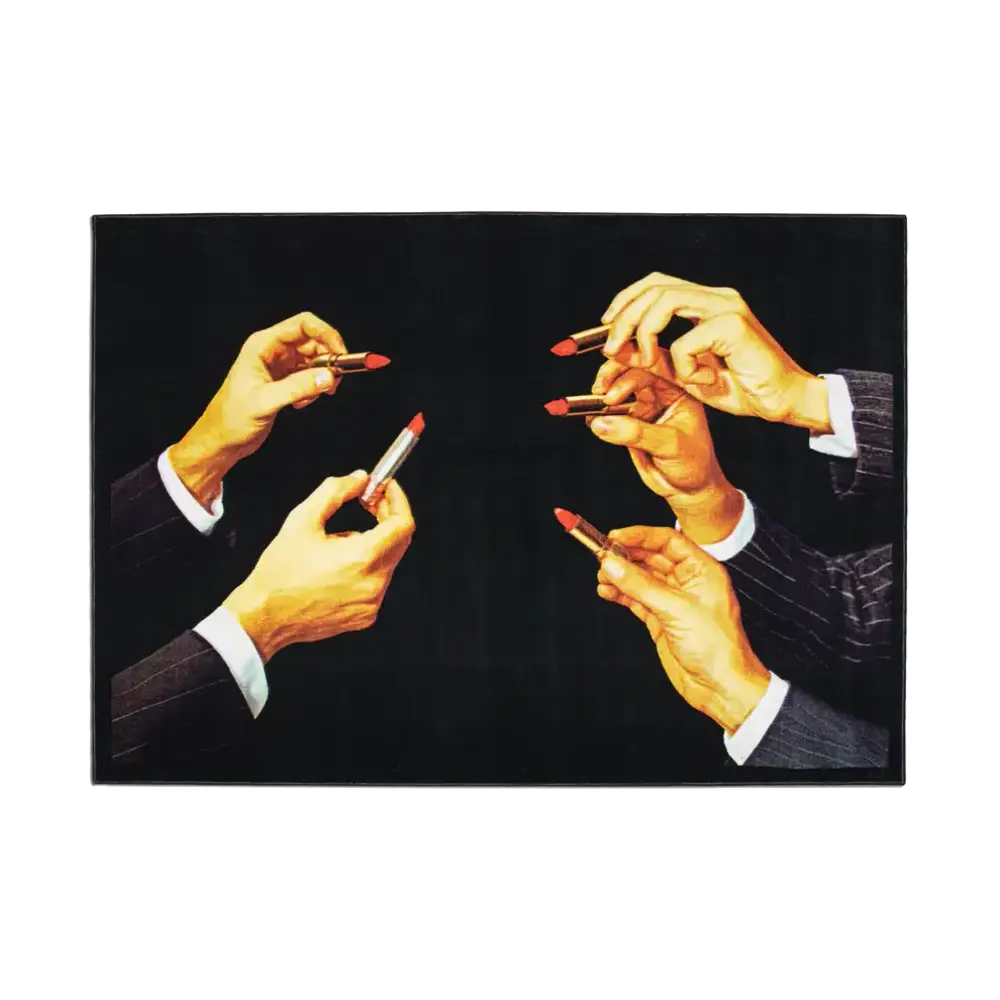 Seletti Rektangulär matta i svart, läppstift Seletti Rektangulär matta i svart, läppstift