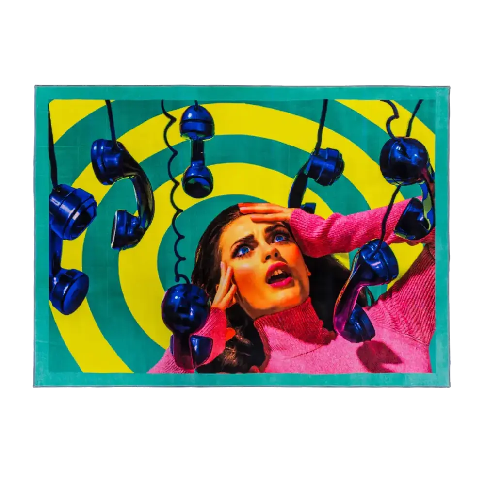 Seletti Rektangulär matta med telefoner