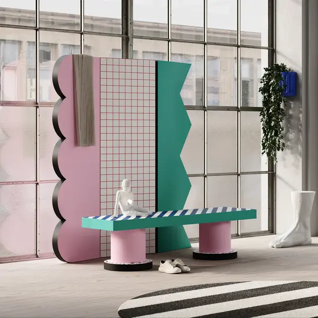 Seletti Superbench blue stripes bench