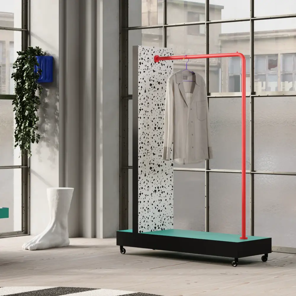 Seletti Portant à vêtements/miroir Supertender en terrazzo