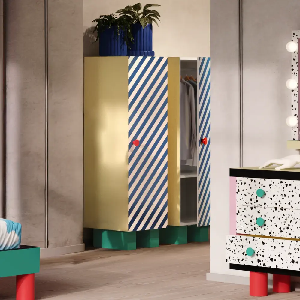 Seletti Supercloset Kleiderschrank mit blauen Streifen