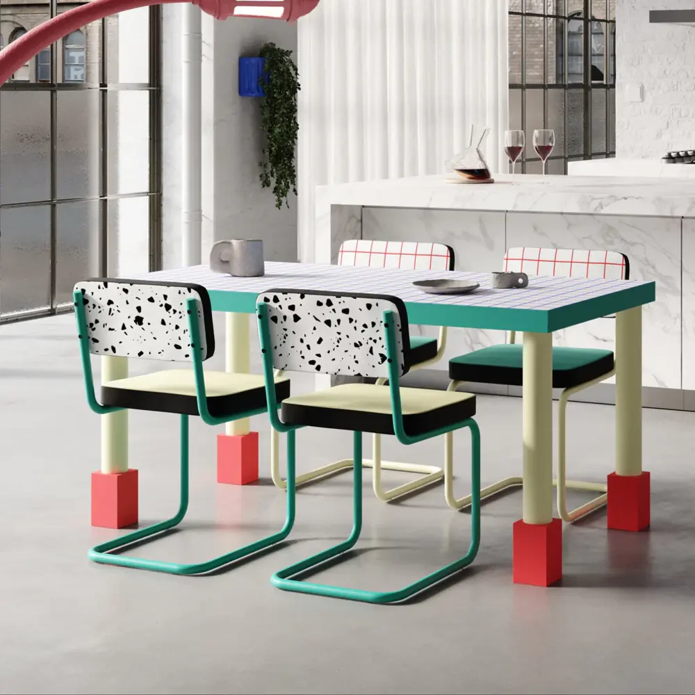 Seletti Mesa de comedor con rejilla azul Supertable