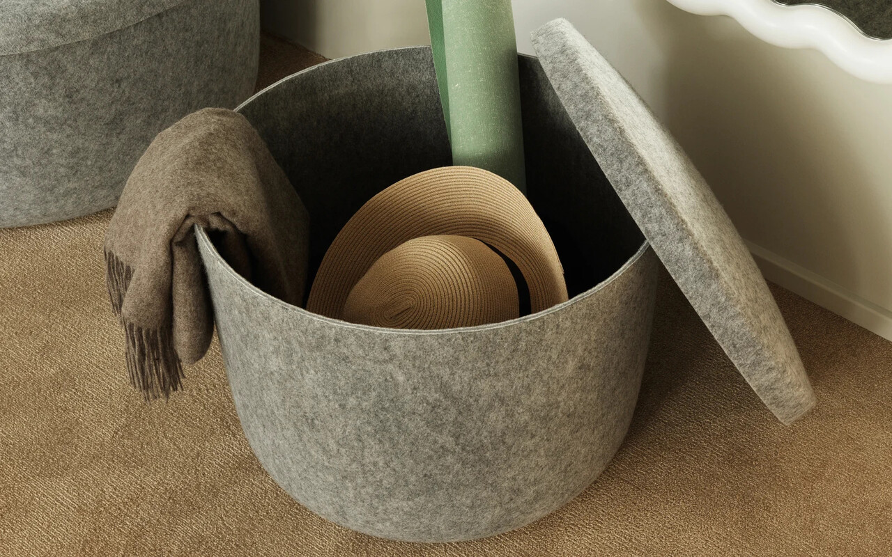 Normann Copenhagen Hide opbevaringspuf grå lille