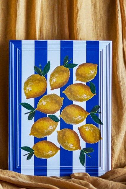 Bloomingville Illustration af limon med ramme 30x40cm
