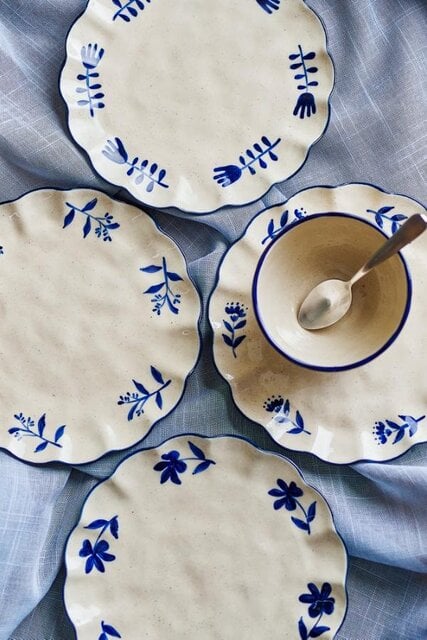 Bloomingville Eimy borden blauw set van 4 stuks