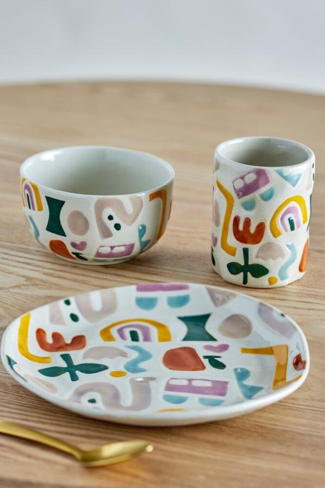 Bloomingville Filur set tallrik, mugg och liten skål Bloomingville Filur set tallrik, mugg och liten skål