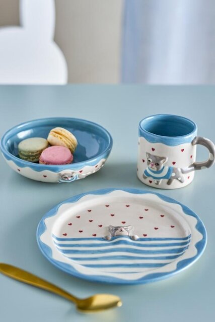 Bloomingville Mini Mille-Set: Teller, Becher und kleine Schüssel Bloomingville Mini Mille-Set: Teller, Becher und kleine Schüssel