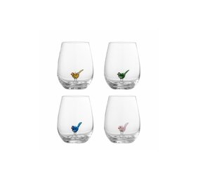Bloomingville Juego de 4 vasos Misa con diseño de pájaros. Bloomingville Juego de 4 vasos Misa con diseño de pájaros.