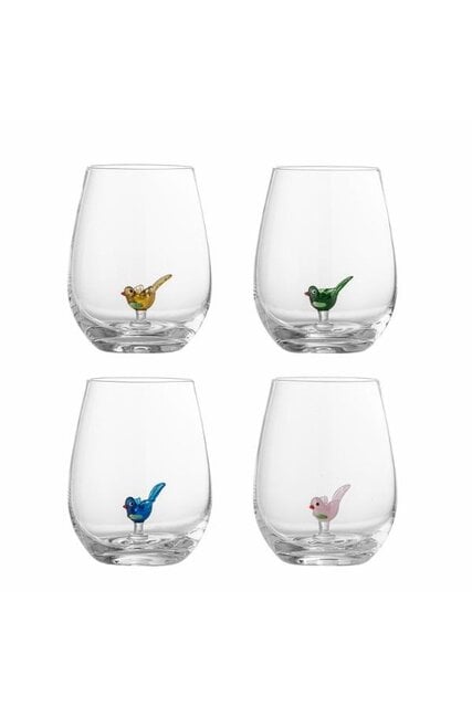 Bloomingville Misa drinking glasses birds set of 4 pieces Bloomingville Misa drinking glasses birds set of 4 pieces