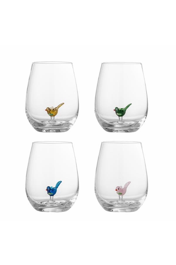 Bloomingville Misa drinkglazen birds set van 4 stuks