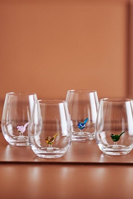 Bloomingville Misa drinking glasses birds set of 4 pieces Bloomingville Misa drinking glasses birds set of 4 pieces