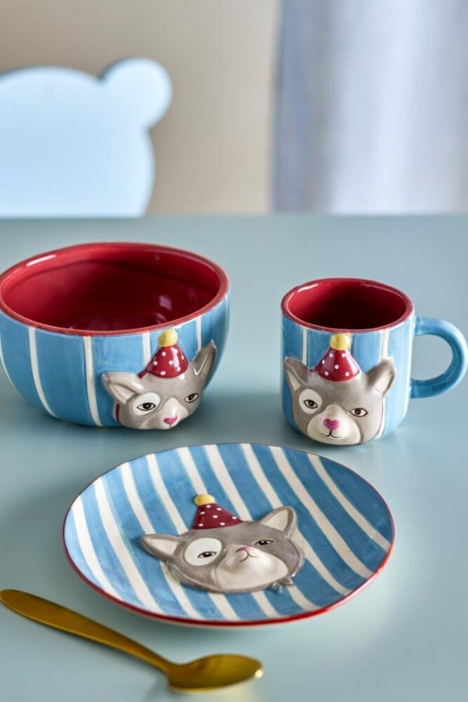 Bloomingville Mini Party set blauw bord, mok en schaaltje Bloomingville Mini Party set blauw bord, mok en schaaltje