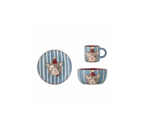 Bloomingville Mini Party set blauw bord, mok en schaaltje Bloomingville Mini Party set blauw bord, mok en schaaltje