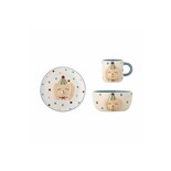 Bloomingville Mini Service de table bleu comprenant une assiette, une tasse et un petit bol. Bloomingville Mini Service de table bleu comprenant une assiette, une tasse et un petit bol.