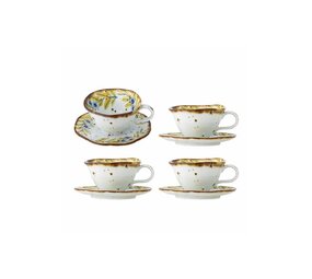 Bloomingville Set di 4 tazze e piattini Savina Bloomingville Set di 4 tazze e piattini Savina