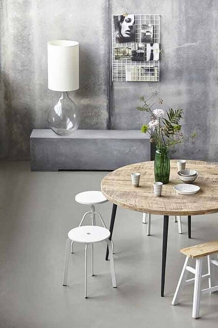 House Doctor Club round dining table wood iron