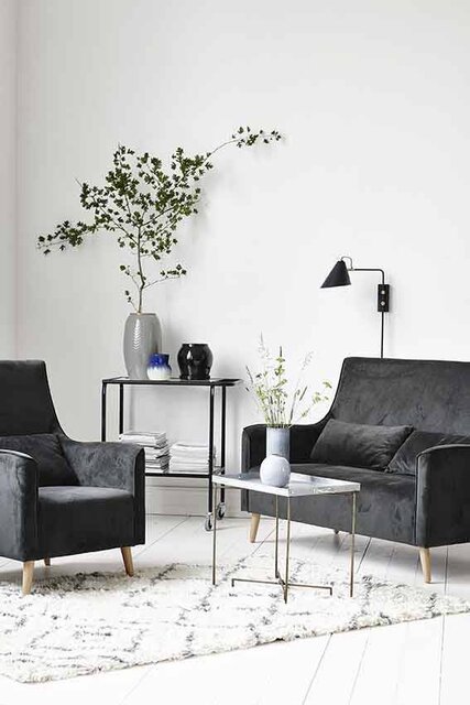 House Doctor Club-Wandleuchte schwarz Metall Messing