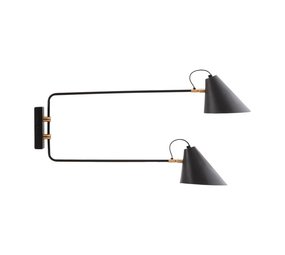 House Doctor Club-Wandleuchte schwarz Metall Messing einstellbar