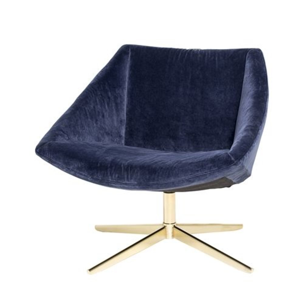Bloomingville Elegant fauteuil blauw velours Bloomingville Elegant fauteuil blauw velours