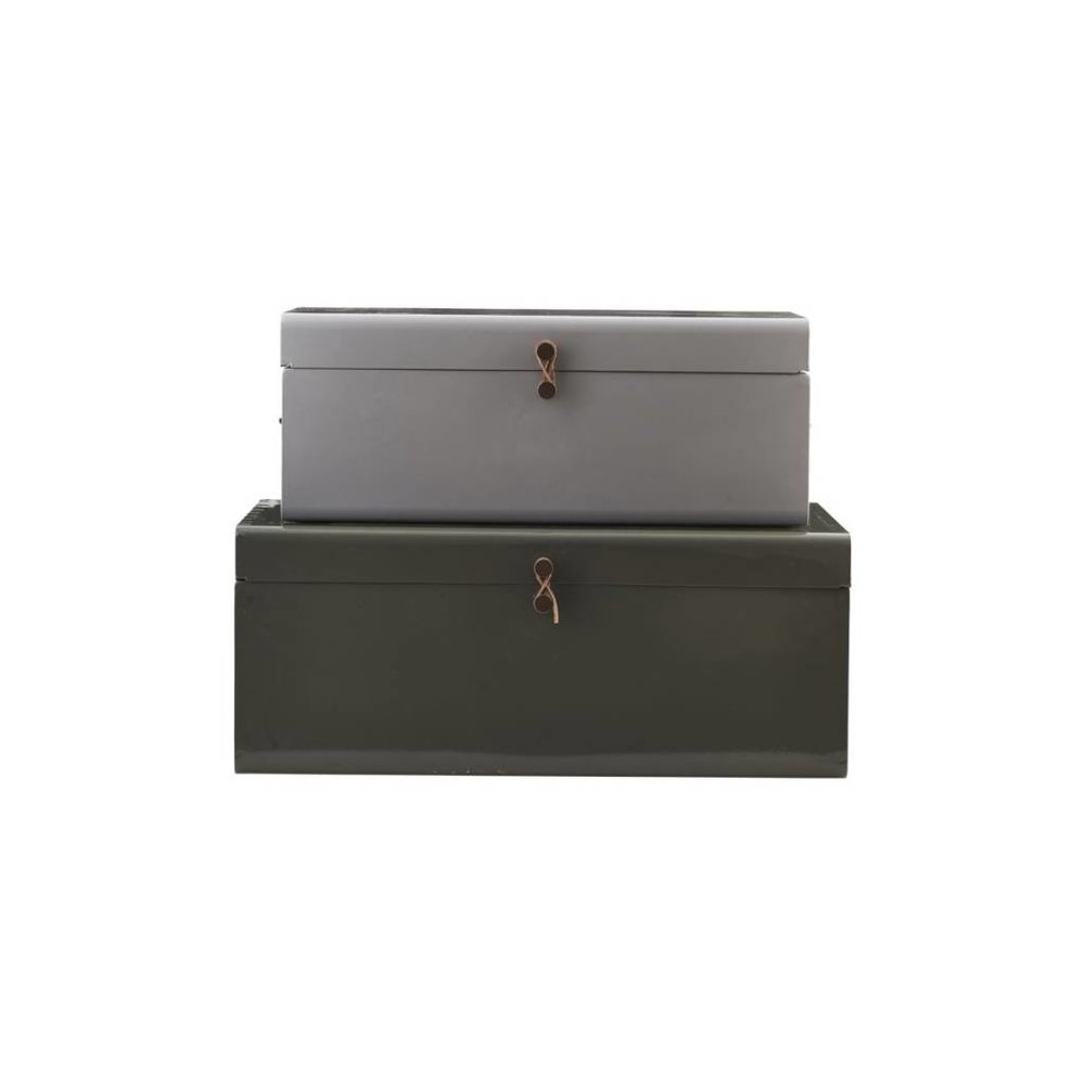 House Doctor Storage boxen set van 2 groen grijs House Doctor Storage boxen set van 2 groen grijs