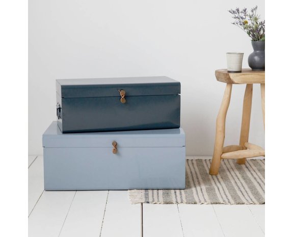 House Doctor Storage box set of 2 blue green metal - LIVING AND CO.
