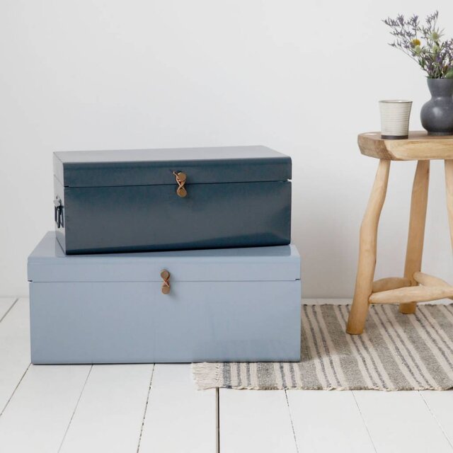 House Doctor Boîtes de rangement Ensemble de 2 bleu gris