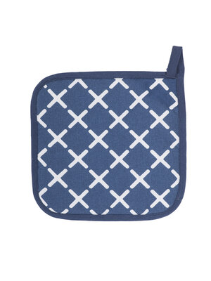 Tiseco Home Studio Tiseco Pannenlap Geo Cross Blauw - 2 stuks
