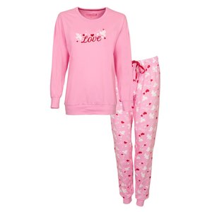 Tenderness Tenderness Dames Pyjama roze met boordjes 1121a
