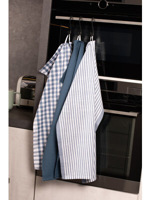 Tiseco Home Studio Tiseco Theedoek stripe/waffle/check (3-pack, Blauw)
